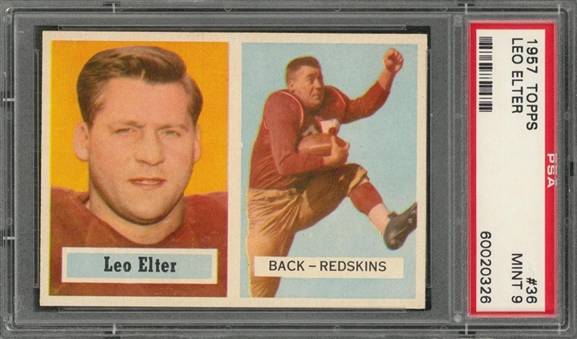 1957 Topps Football #36 Leo Elter – PSA MINT 9
